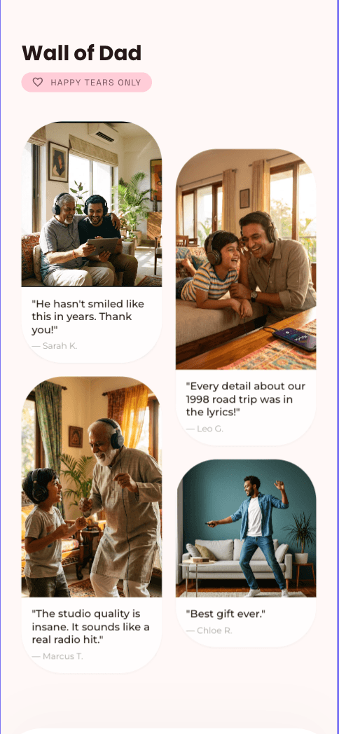 Wall of Dad — Father's Day song testimonials
